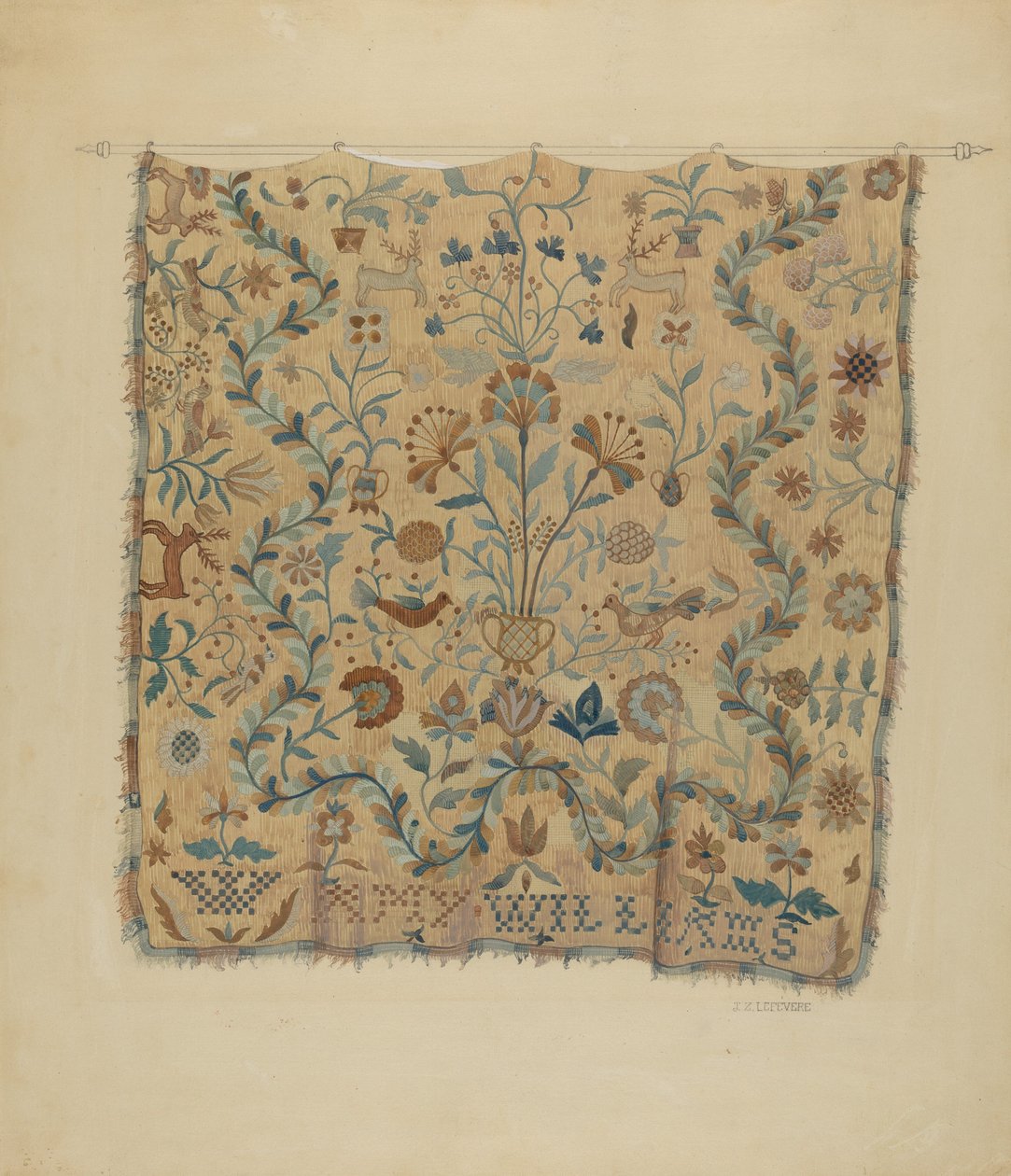 Broderat täcke, ca. 1936. av Jules Lefevere