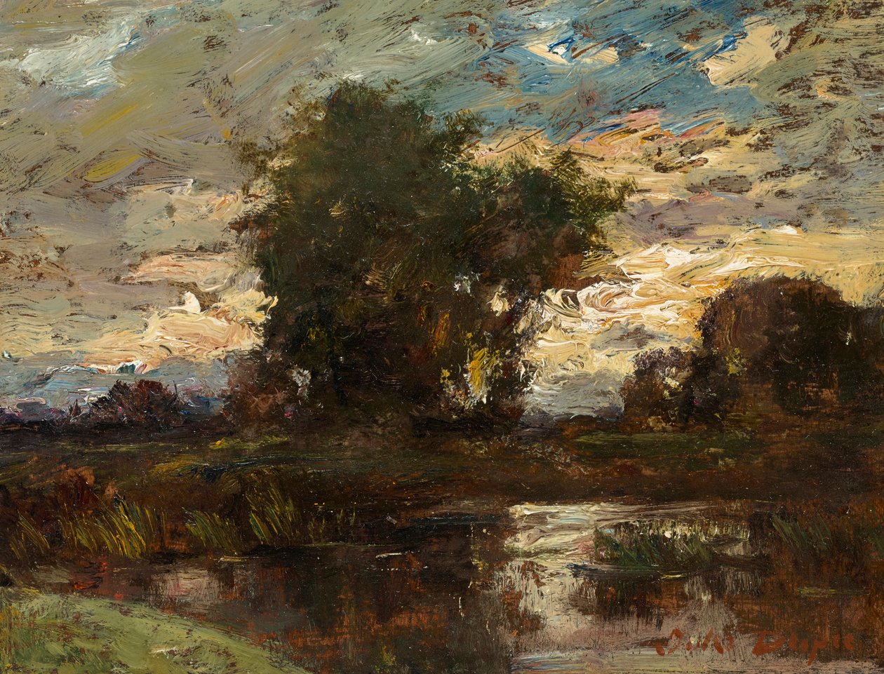 Kvällshimlen över stående vatten av Jules Louis Dupré