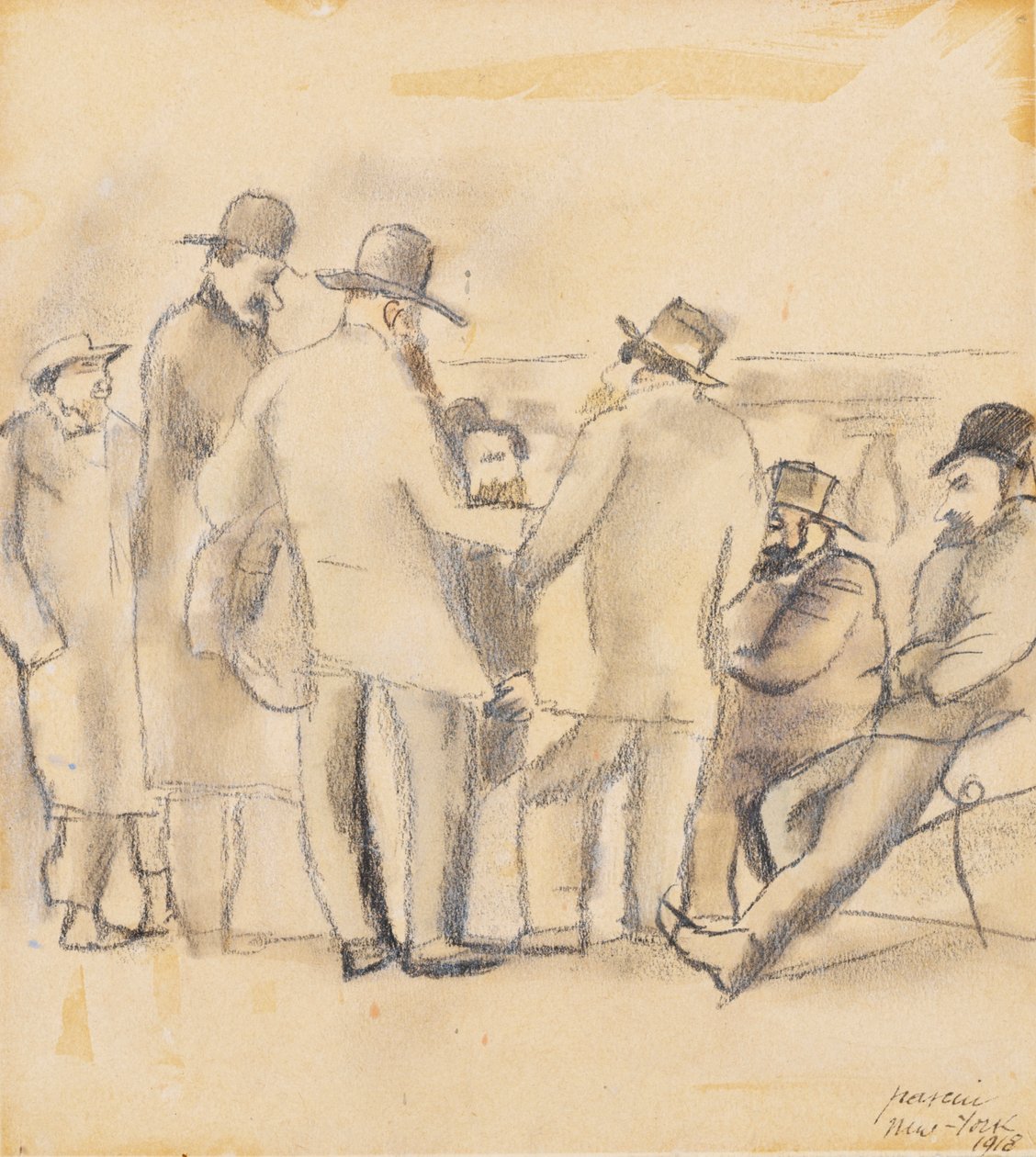 Group of Men, New York av Jules Pascin