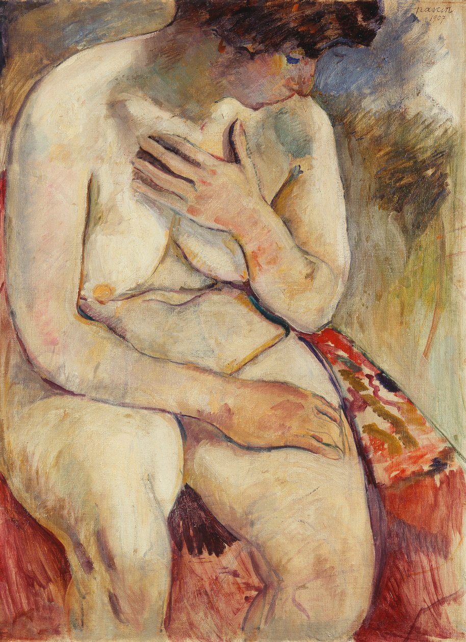 Naken sittande; Nu Assis, 1907 av Jules Pascin