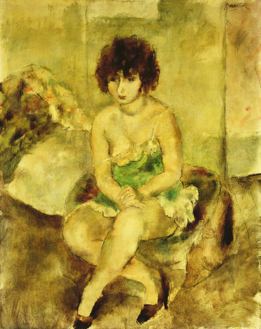 Porträtt av Lucy Krohg, ca 1925 av Jules Pascin