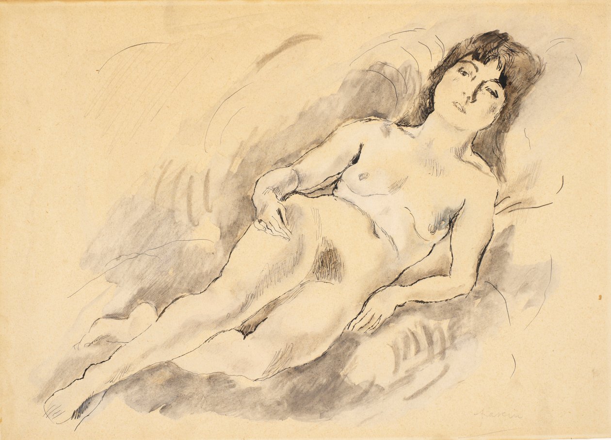 Liggande naken av Jules Pascin