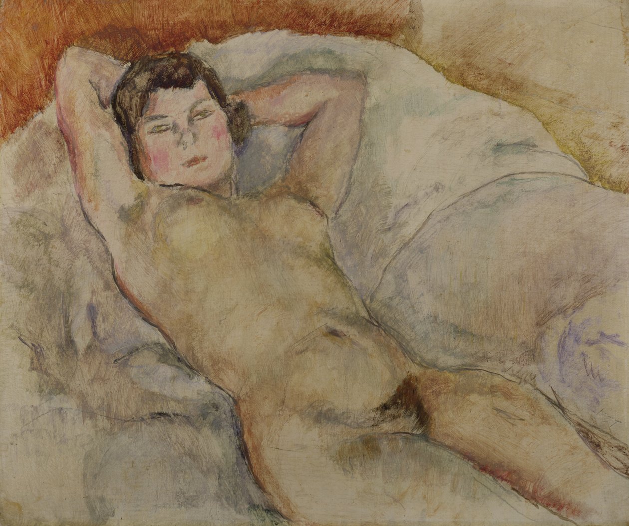 Liggande naken, ca 1909 av Jules Pascin