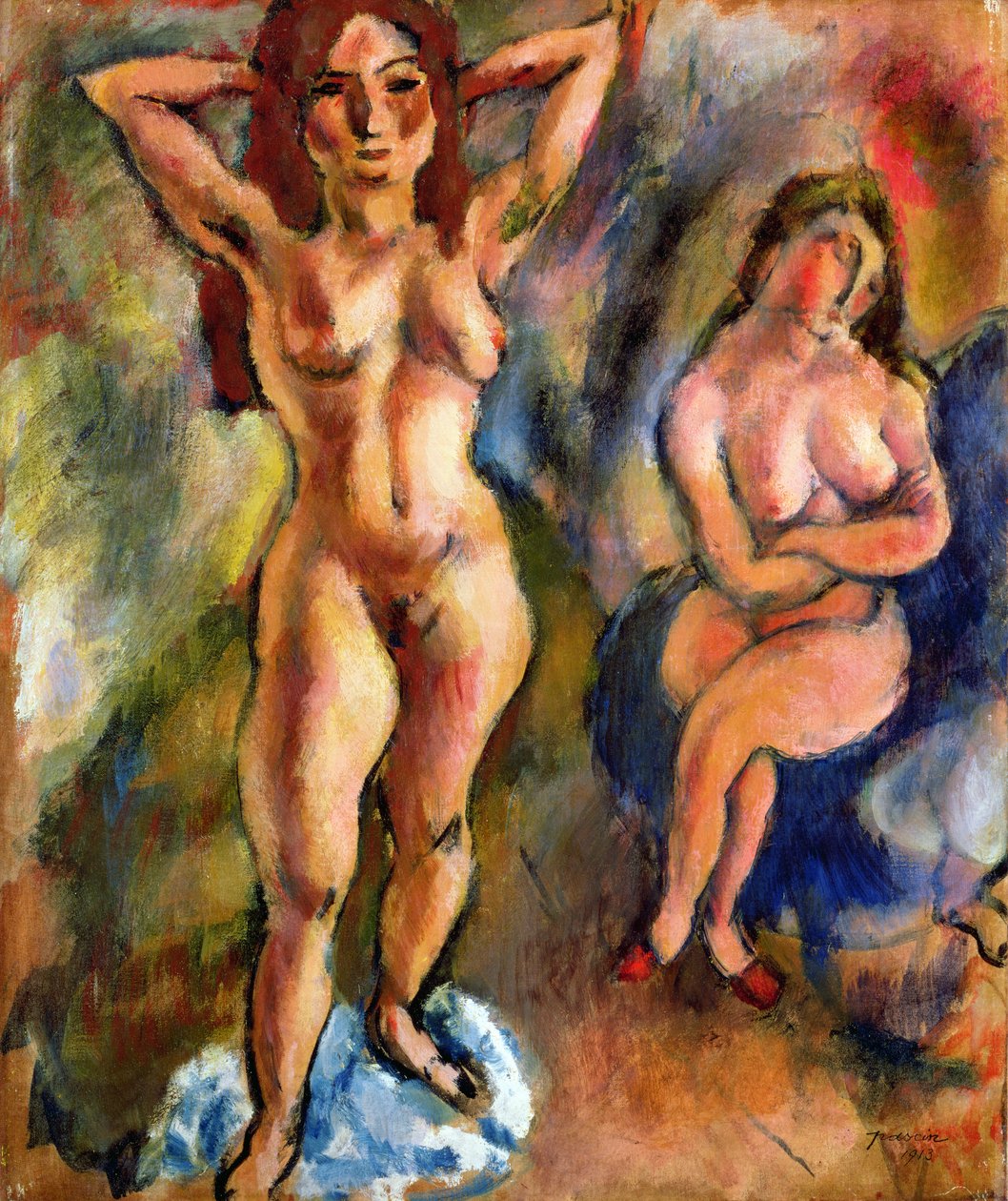 Två nakenbilder: En stående, en sittande, 1913 av Jules Pascin