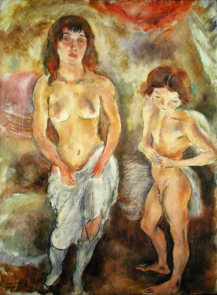 Två stående nakenbilder av Jules Pascin