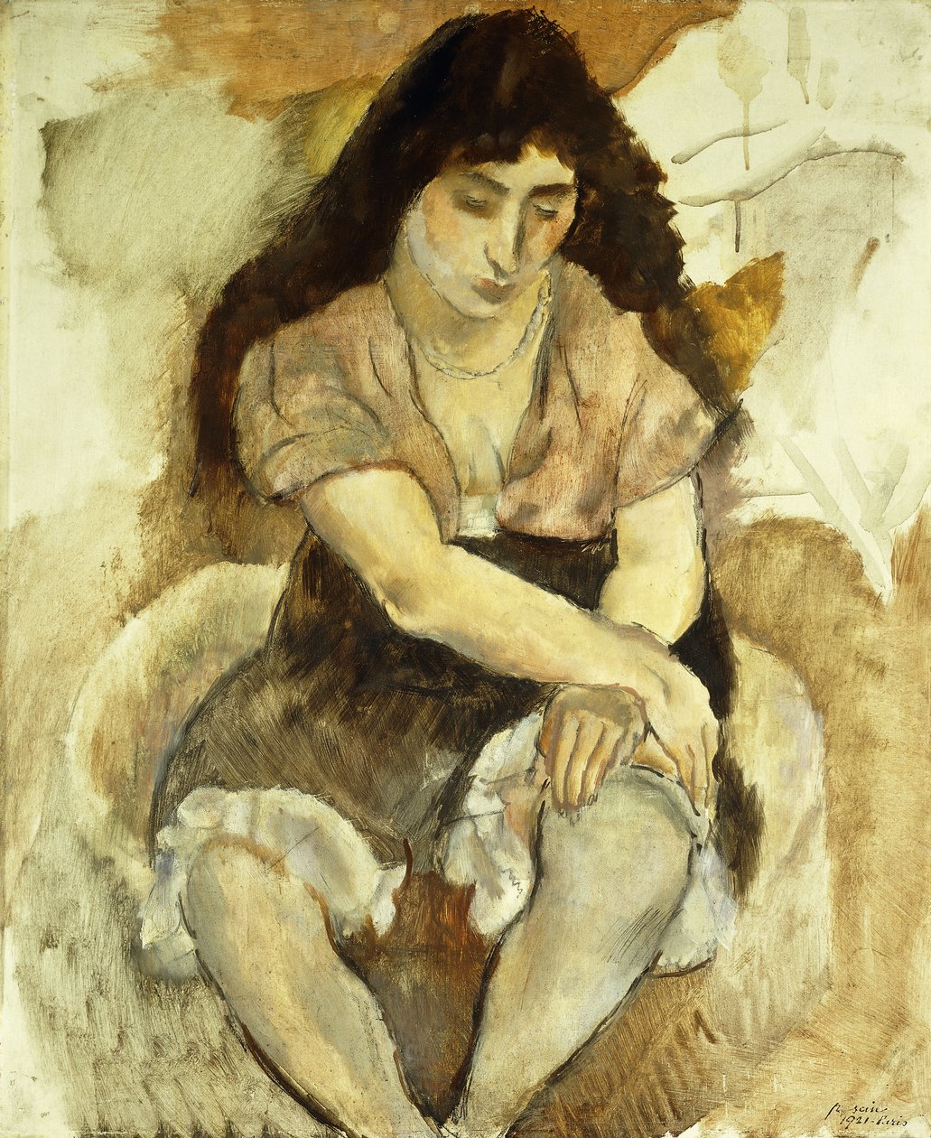 Sittande för ung kvinna; Sittande ung flicka, 1921 av Jules Pascin