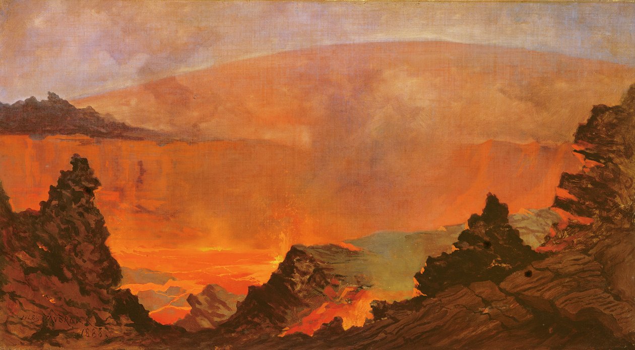 Vulkan på Hawaii, 1888 av Jules Tavernier