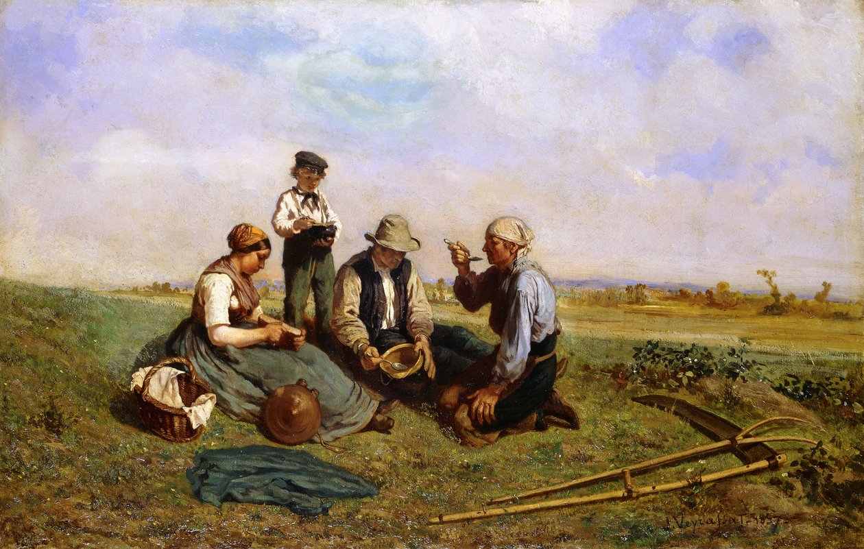 The Haymakers" Lunch, 1857 av Jules Veyrassat