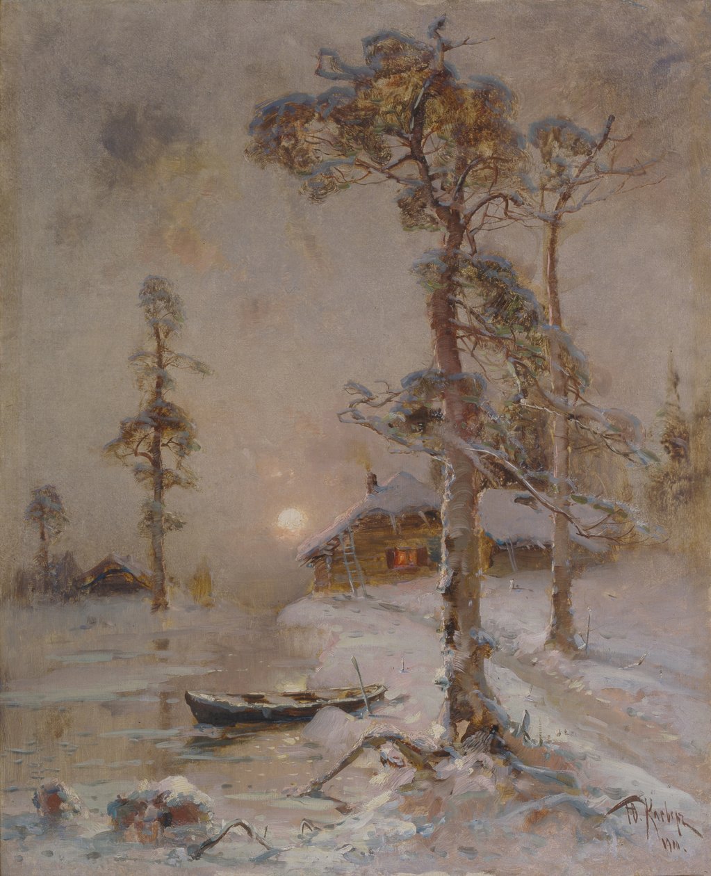 Vintersolnedgång, 1900 av Juli Julievich Klever
