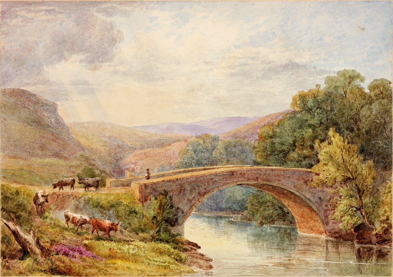 Lewisburn Bridge, North Tyne wc på papper på kort av Julia Swinburne
