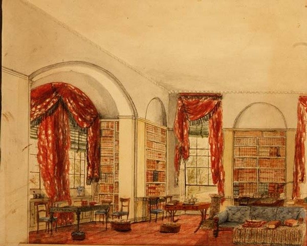Sidovy av biblioteket i Aynhoe av Julia Cartwright