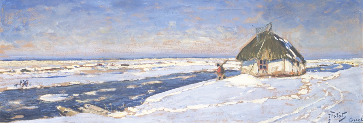 Vinter i Osieku, ca 1920 av Julian Falat