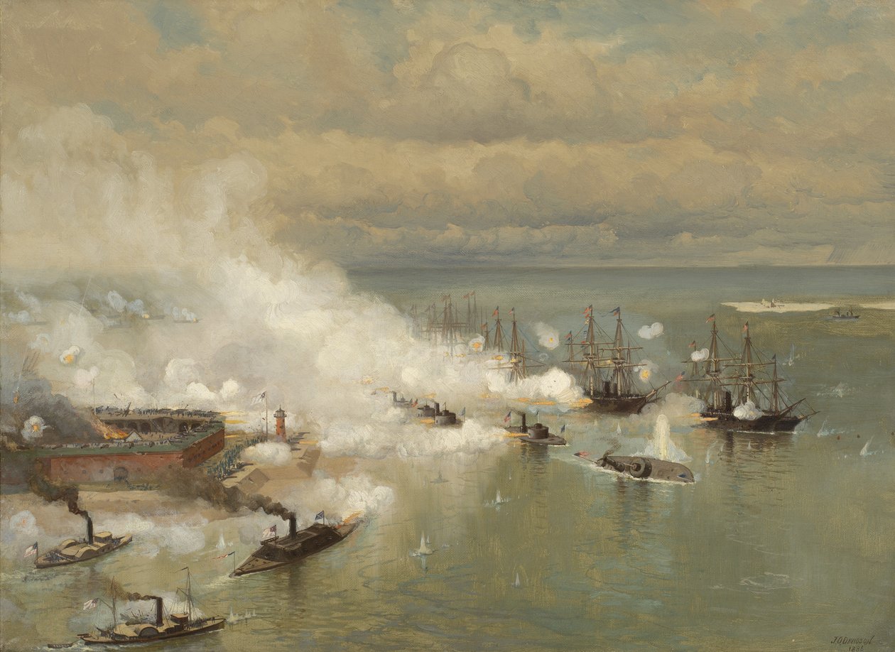 Slaget vid Mobile Bay, Alabama, 1886 (olja på linne) av Julian Oliver Davidson