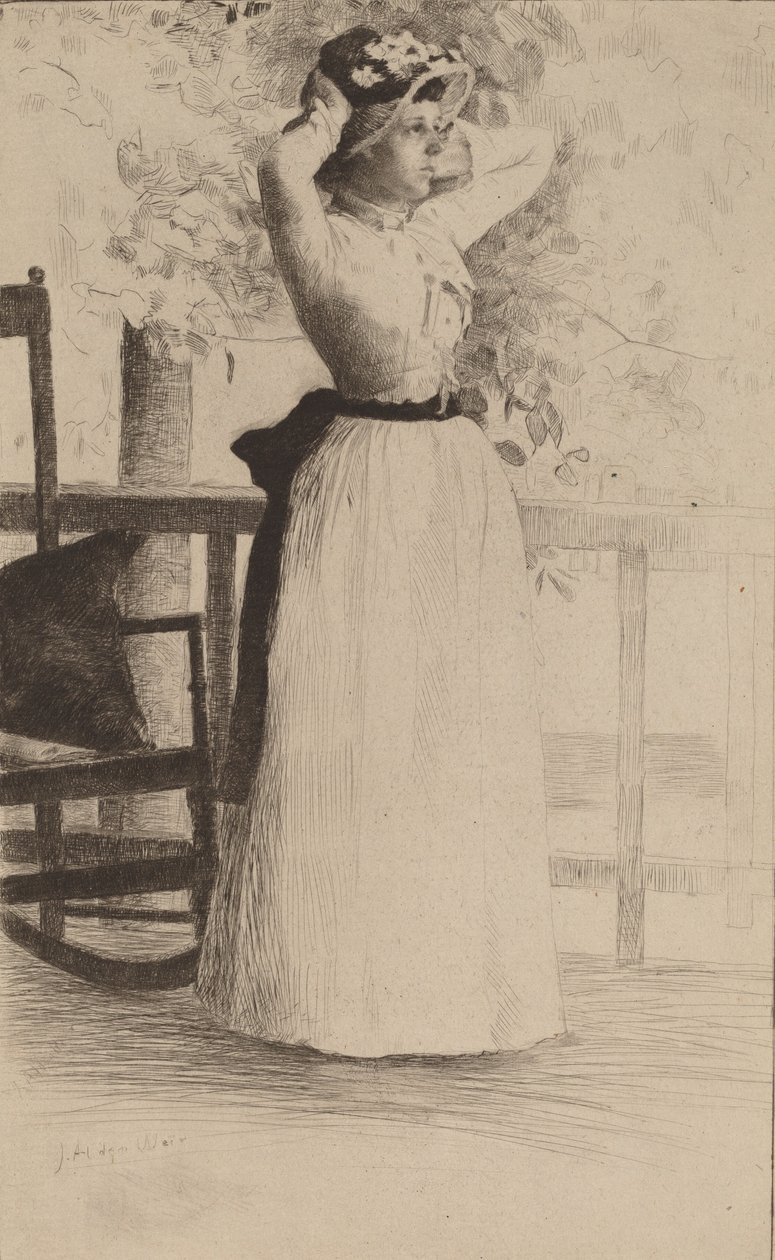 Porträtt av fröken Hoe, 1889. av Julian Alden Weir