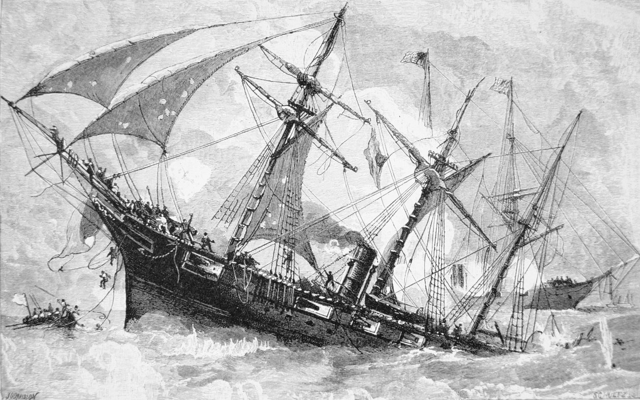 Förlisningen av "Alabama" av Julian Oliver (after) Davidson