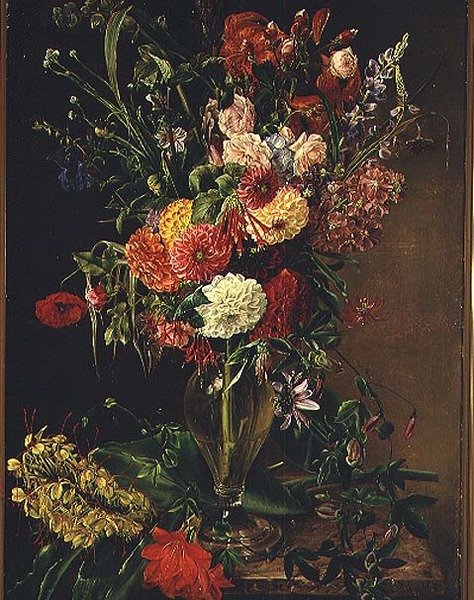 Blommor i en glasvas av Julie Wilhelmine Hagen Schwarz
