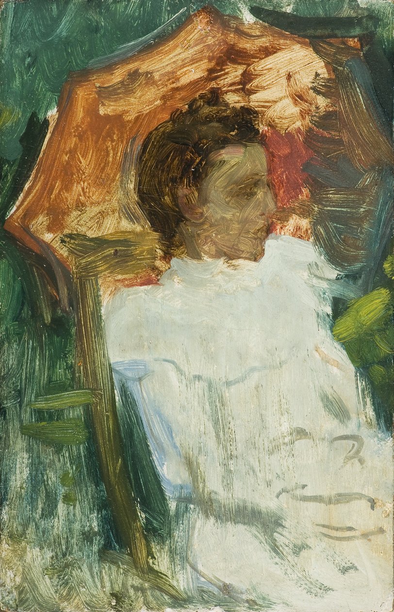 Joven con sombrilla av Julio Romero de Torres