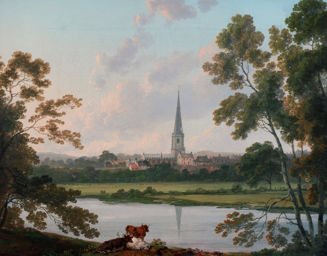 Utsikt över Masham och floden Ure vid Masham, 1816 av Julius Caesar Ibbetson
