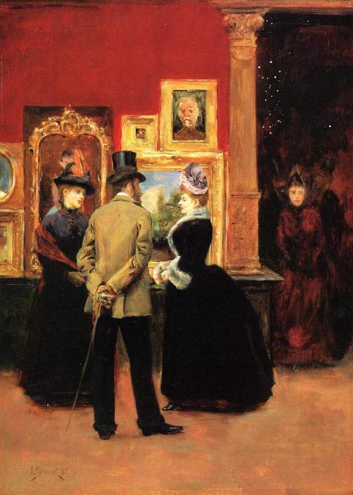Count Ludovic Lepic and Ladies Viewing an Exhibition av Julius Leblanc Stewart