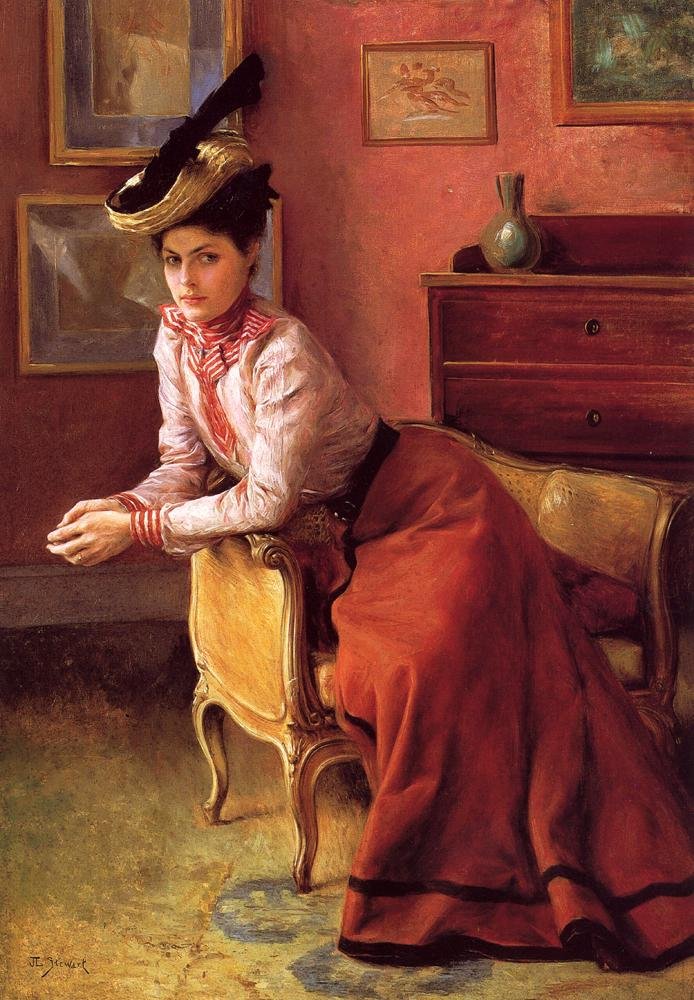 Elegante au sofa or Woman in an Interior av Julius Leblanc Stewart