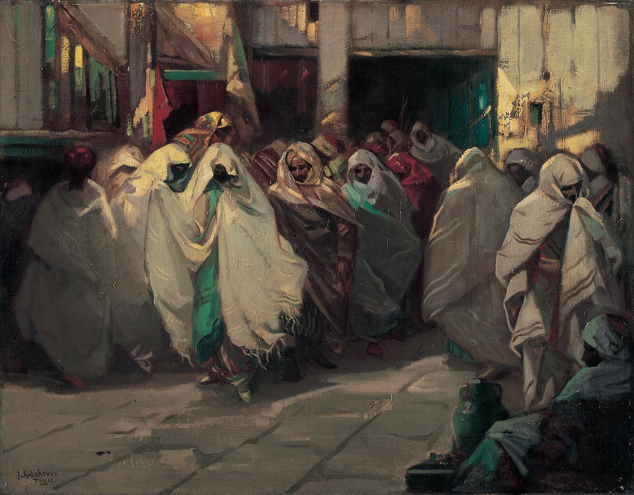 Tunisisk gatubild (olja på duk) av Julius C. Rolshoven