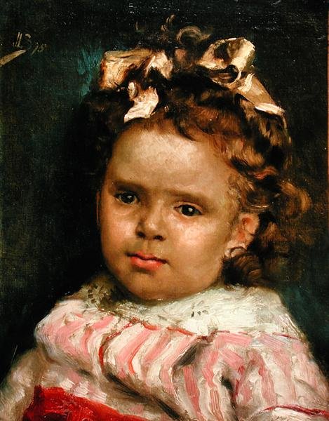 Little Girl Metisse (olja på duk) av Julius Leblanc Stewart