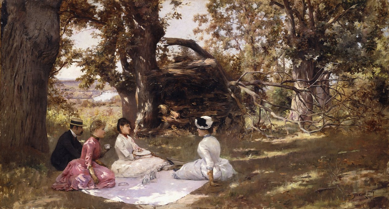 Picknick under träden, 1896 av Julius Leblanc Stewart