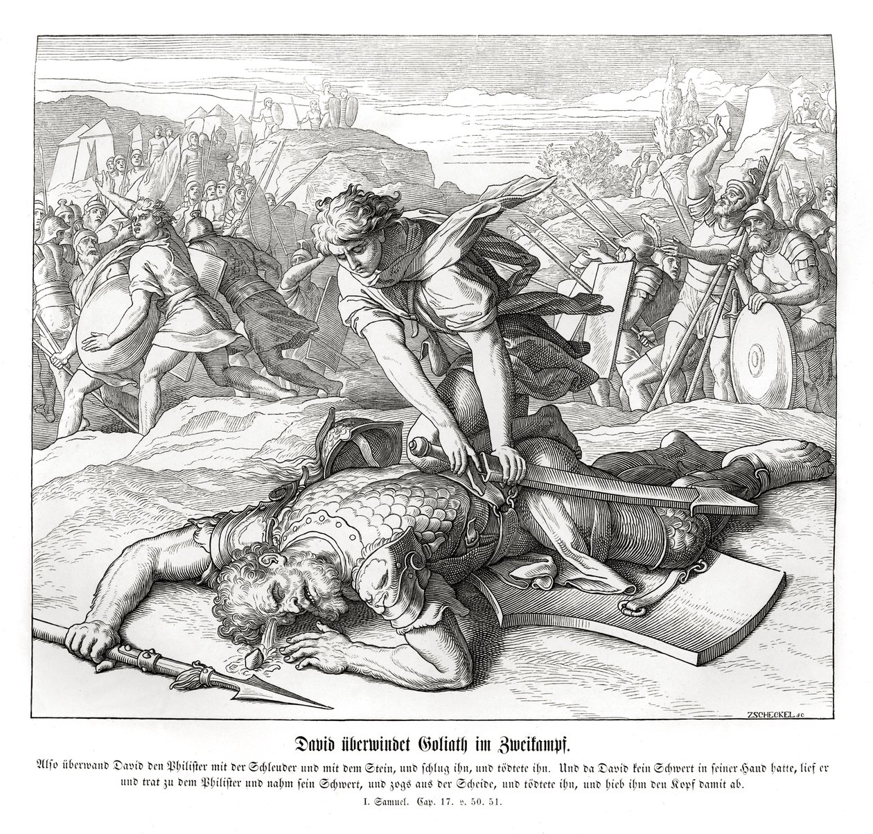 David besegrar Goliat av Julius Schnorr von Carolsfeld