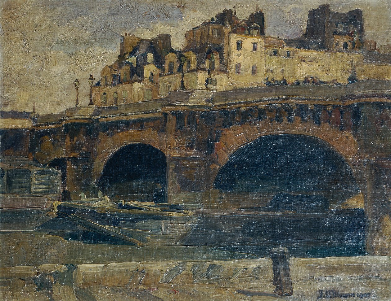 Parisiska landskap med Pont Neuf av Julius Ullmann