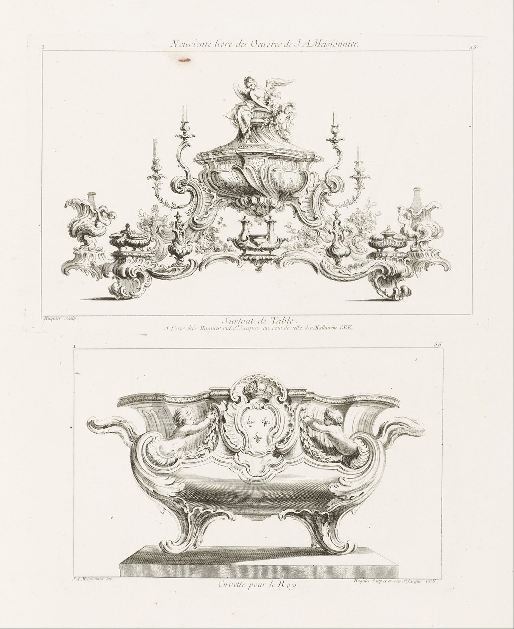 Nionde serien av verk av J.A. Meissonnier, Surtout de Table av Juste Aurèle Meissonnier