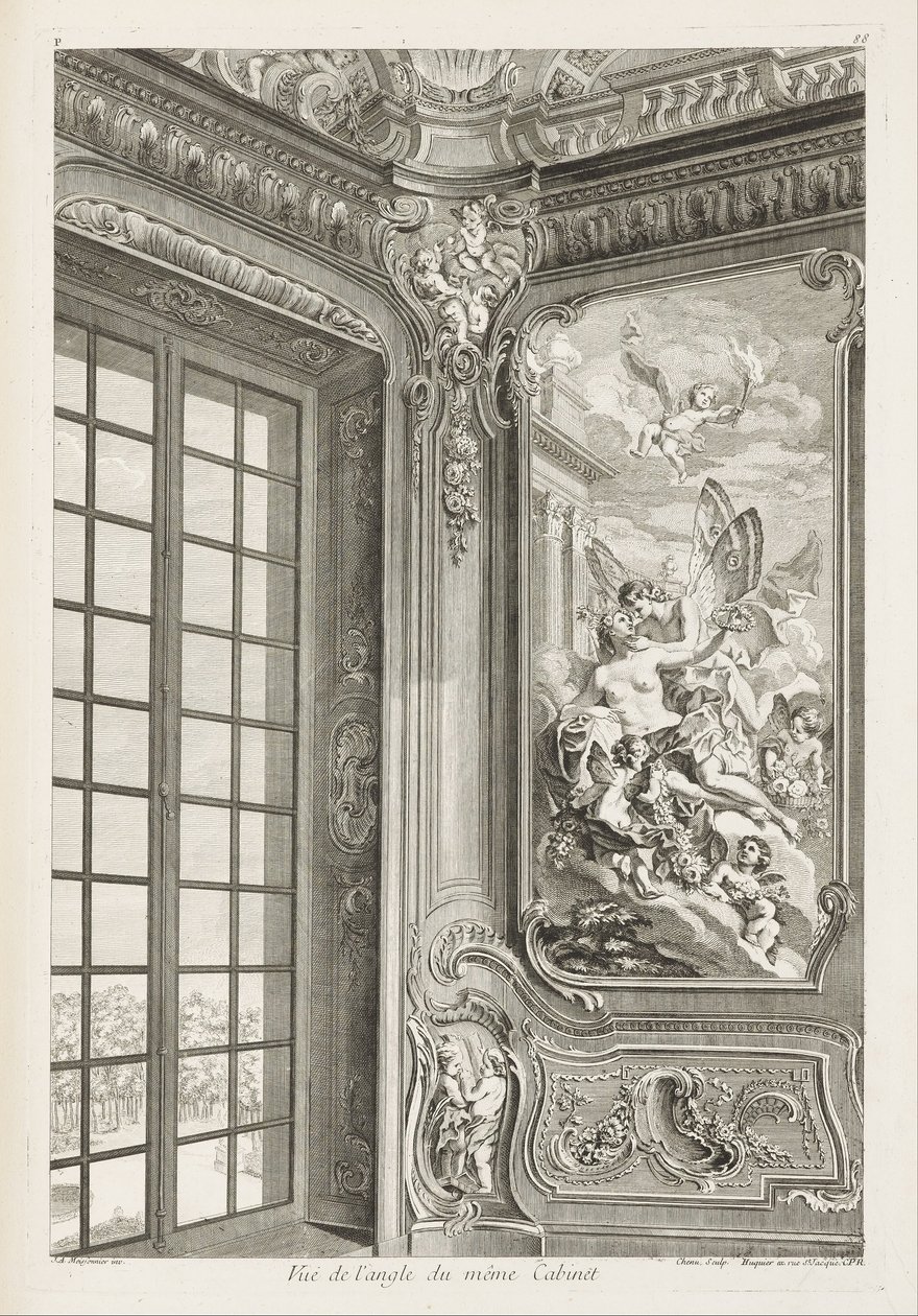 Vue de langle du même Cabinet; Vue de langle du même cabinet, montrant à gauche une grande fenêtre... av Juste Aurèle Meissonnier
