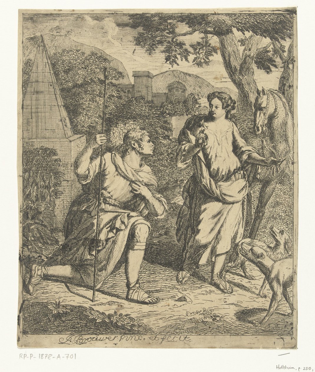 Pastoral scen sätter Granida i Daifilo av Justus Brouwer