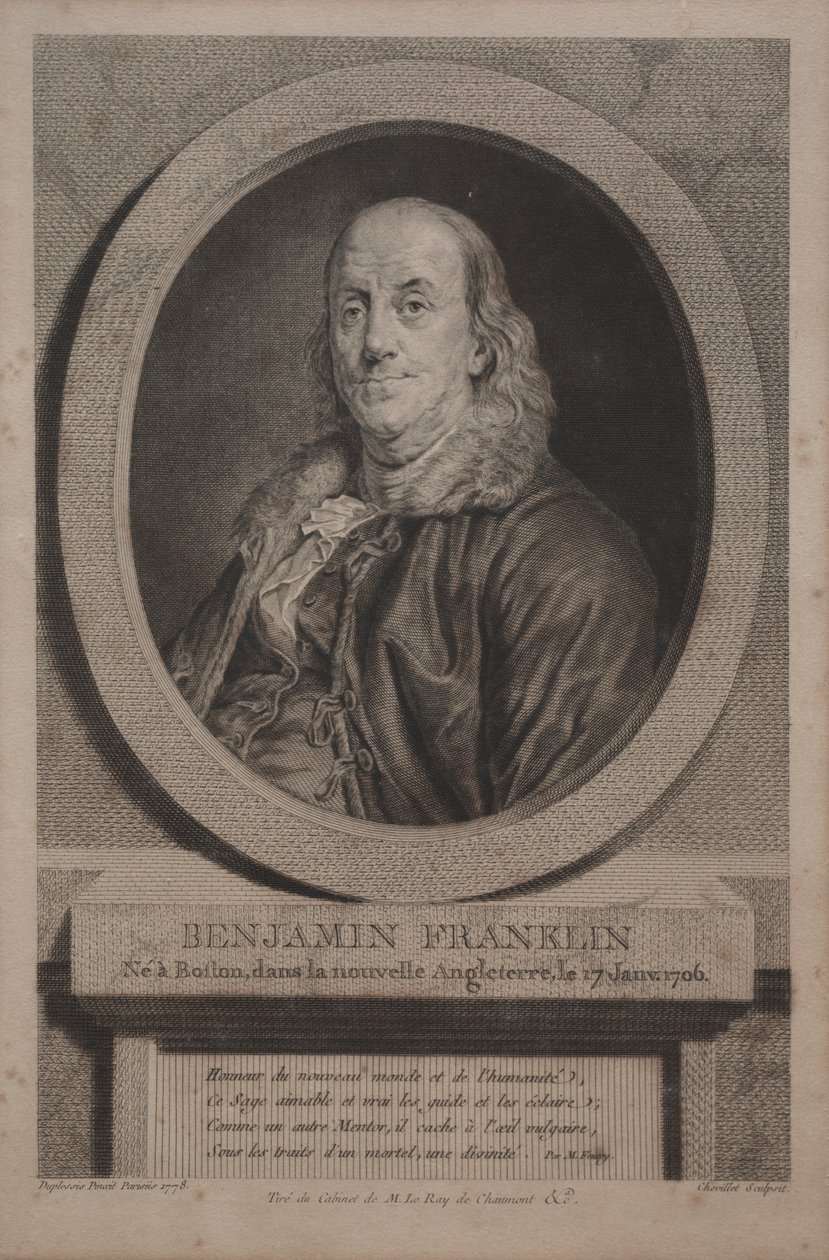 Benjamin Franklin, 1779. av Justus Chevillet