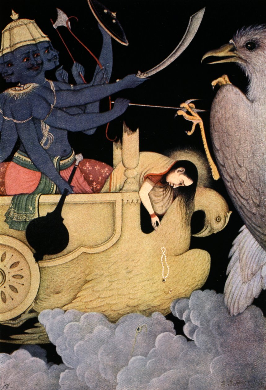 Ravana slåss med Jatayu, 1913. av K Venkatappa