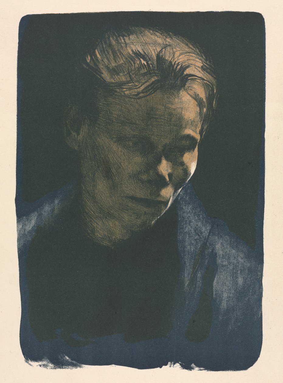 Arbetande kvinna med blå sjal av Käthe Kollwitz