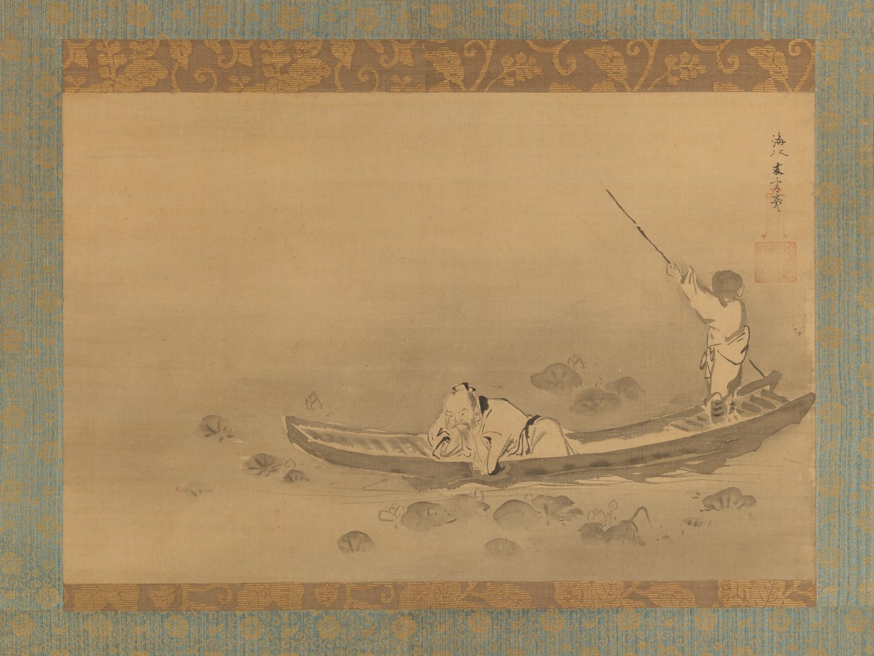 Zhou Maoshu beundrar lotusblommor, mitten av 1600-talet. av Kaiho Yusetsu