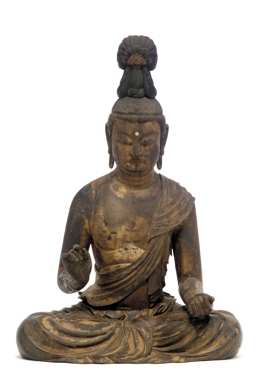 Bodhisattva, Kamakura-period, tidigt 1200-tal (trä med lack, guld, koppar och kristall) av Kaikei