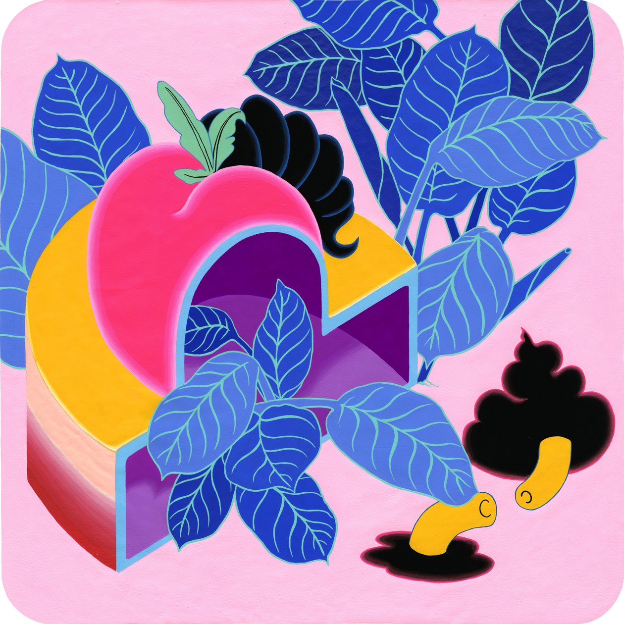Apple Peach, 2019 (akryl på duk) av Kam Tsz