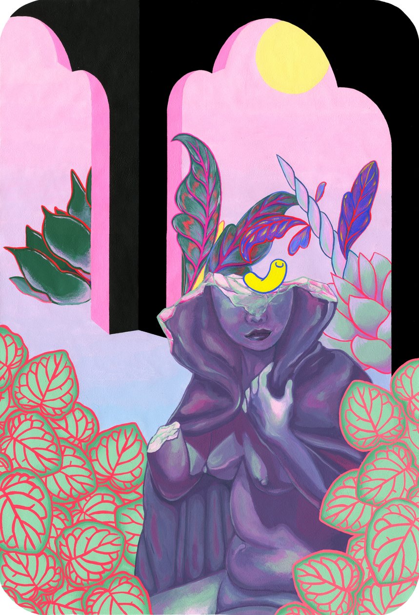 Garden Witch, 2019 (akryl på bomull) av Kam Tsz