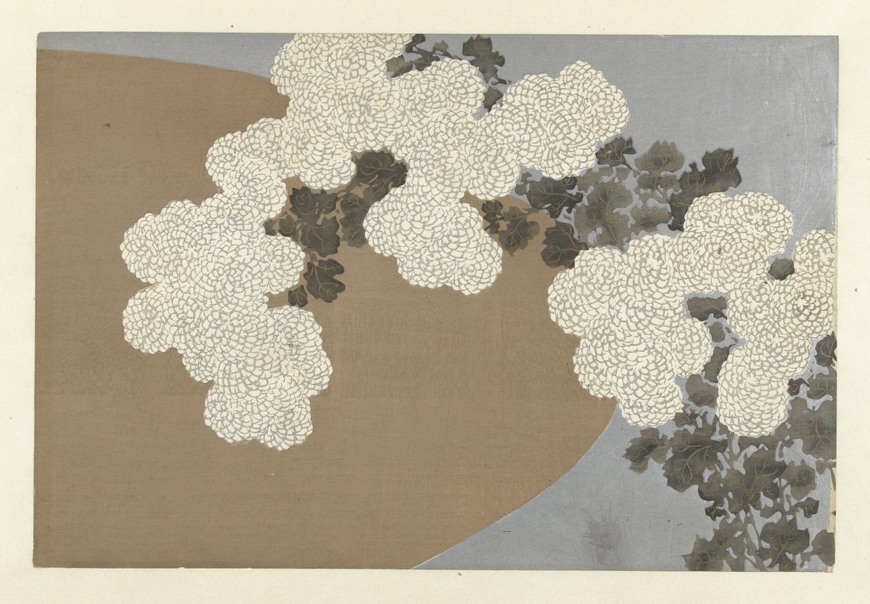 Krysantemum, 1909 (träblockstryck) av Kamisaka Sekka