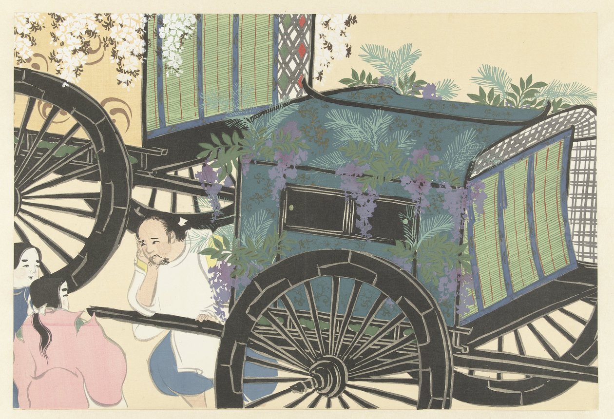 Wisteria, 1909 (träblockstryck) av Kamisaka Sekka