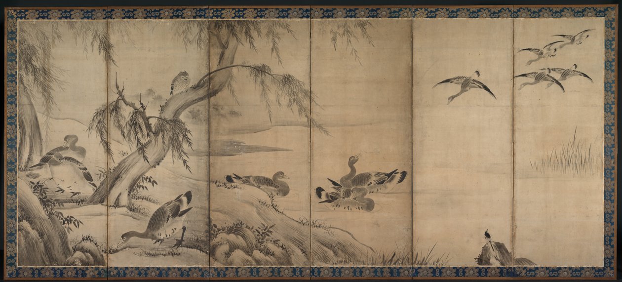 Vildgäss, sent 1500-tal-tidigt 1600-tal. av Kano Sanraku
