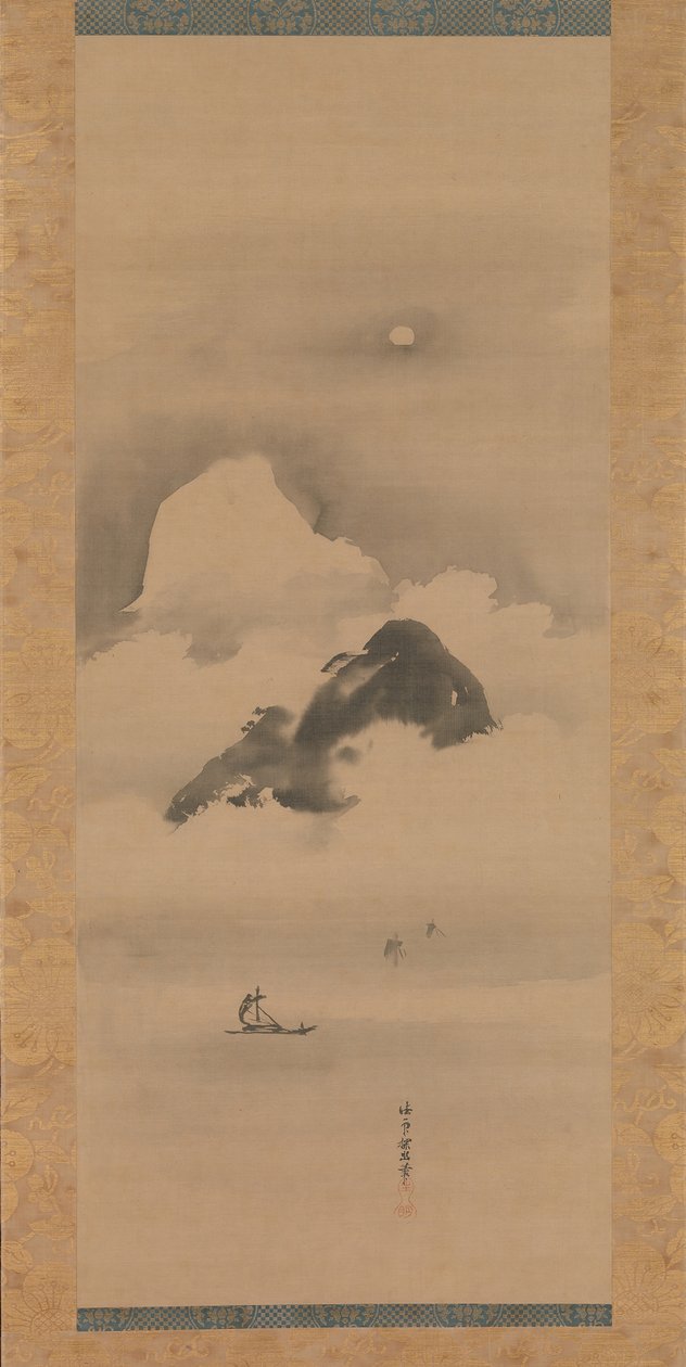 Landskap i månsken, efter 1662. av Kanō Tan’yū