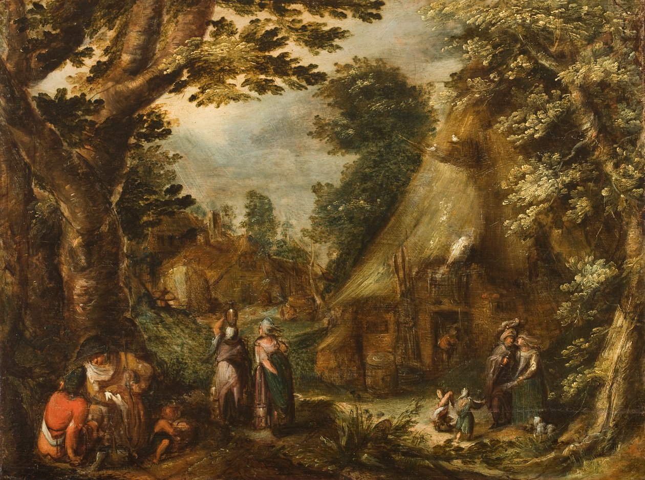 Rustikt landskap, 1590-tal (olja på ekpanel) av Karel Van Mander