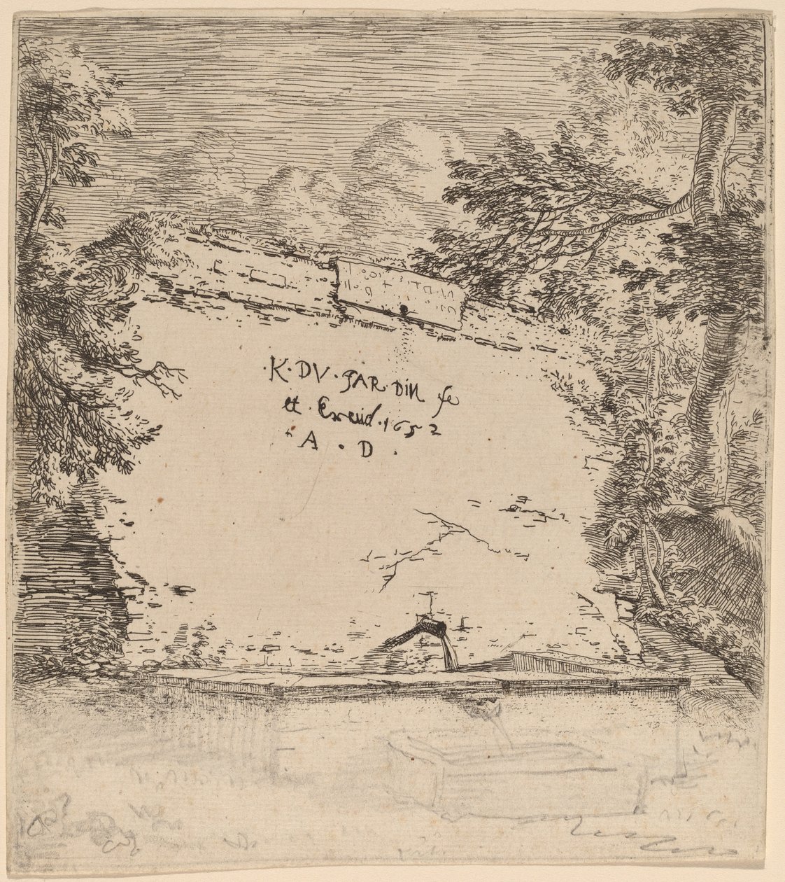 Titelsida med fontän av Karel Dujardin