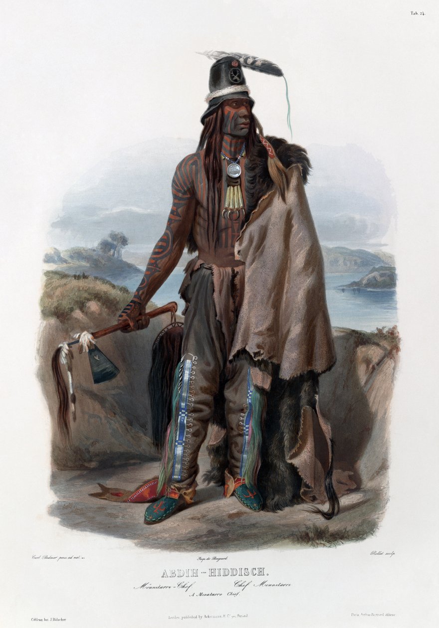 En chef i Minatarre av Karl Bodmer