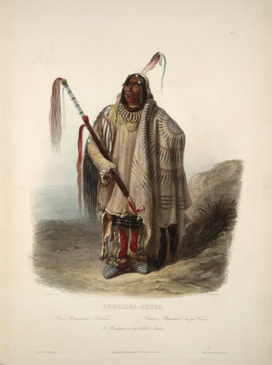 En Minatarre eller storbukig indian. av Karl Bodmer