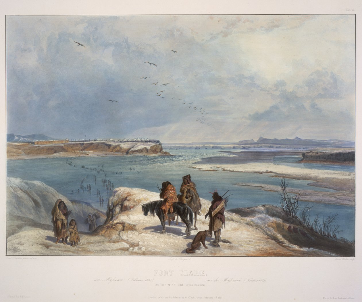 Fort Clark vid Missouri (februari 1834) av Karl Bodmer