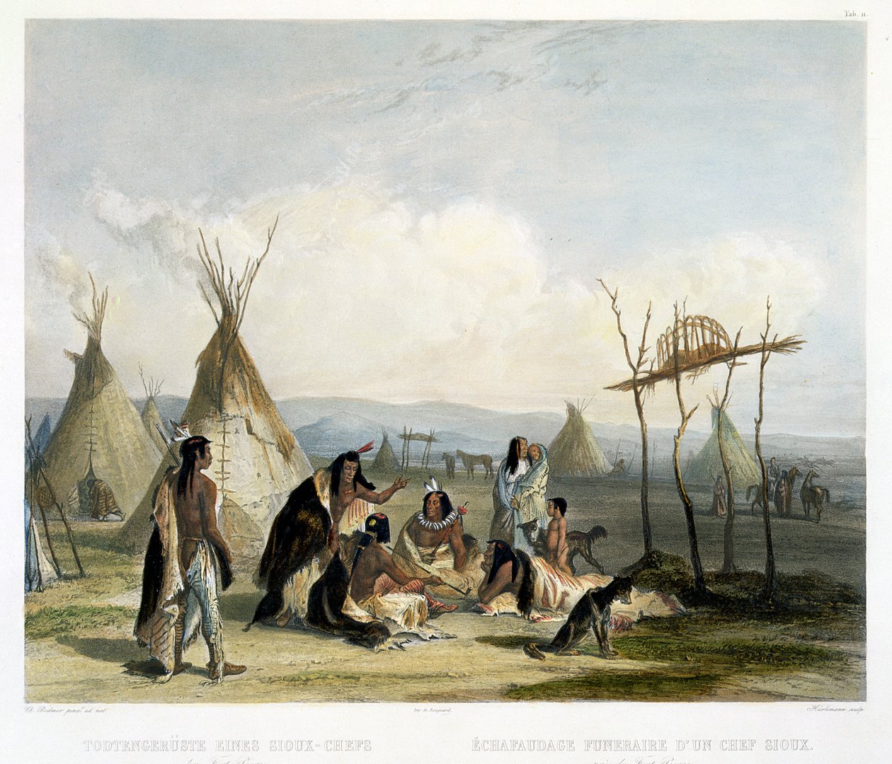 En Sioux-hövdings begravningsställning nära Fort Pierre, plåt 11 från volym 2 av 