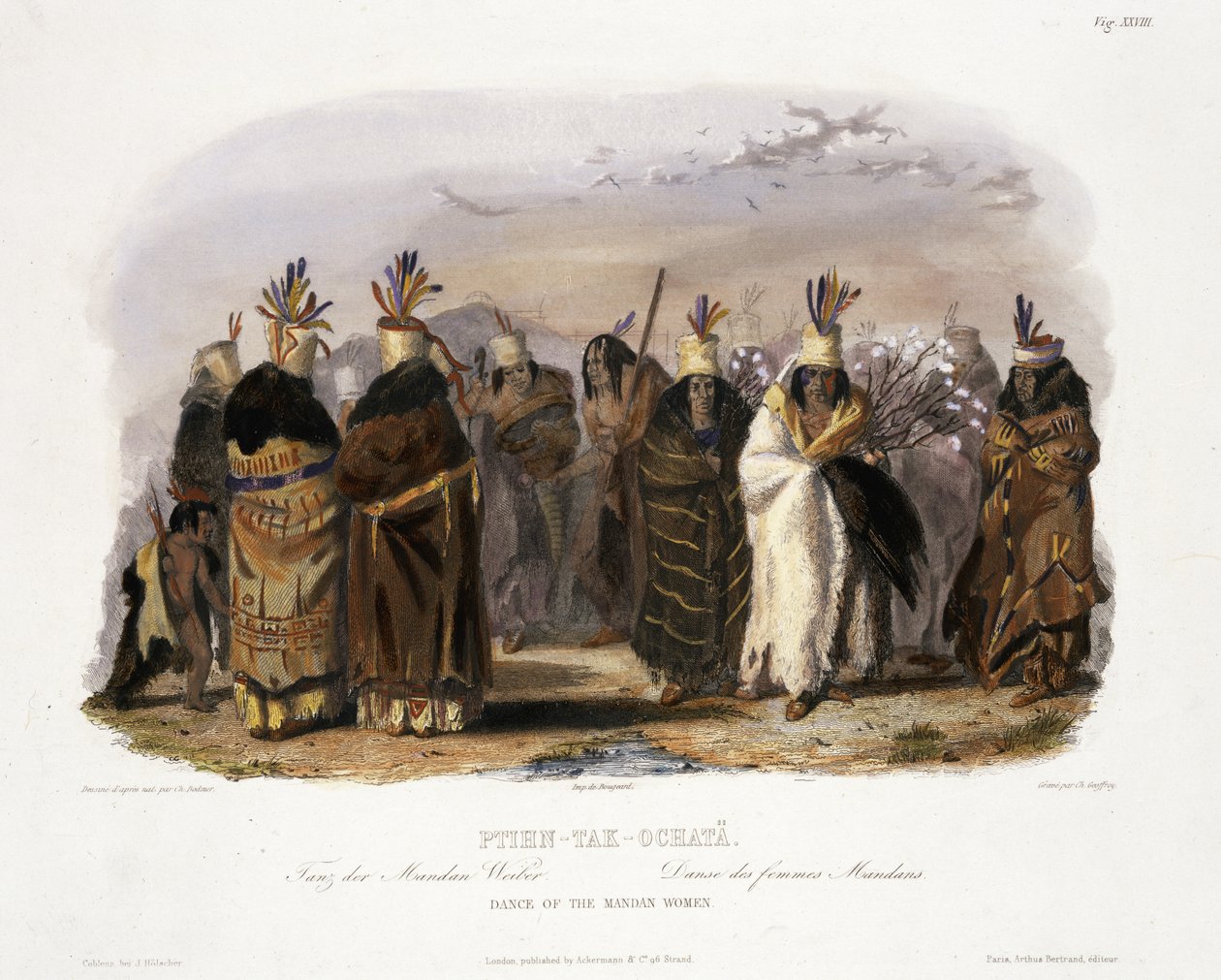 Ptihn-Tak-Ochata, Dance of the Mandan Women, skylt 28 från volym 1 av 